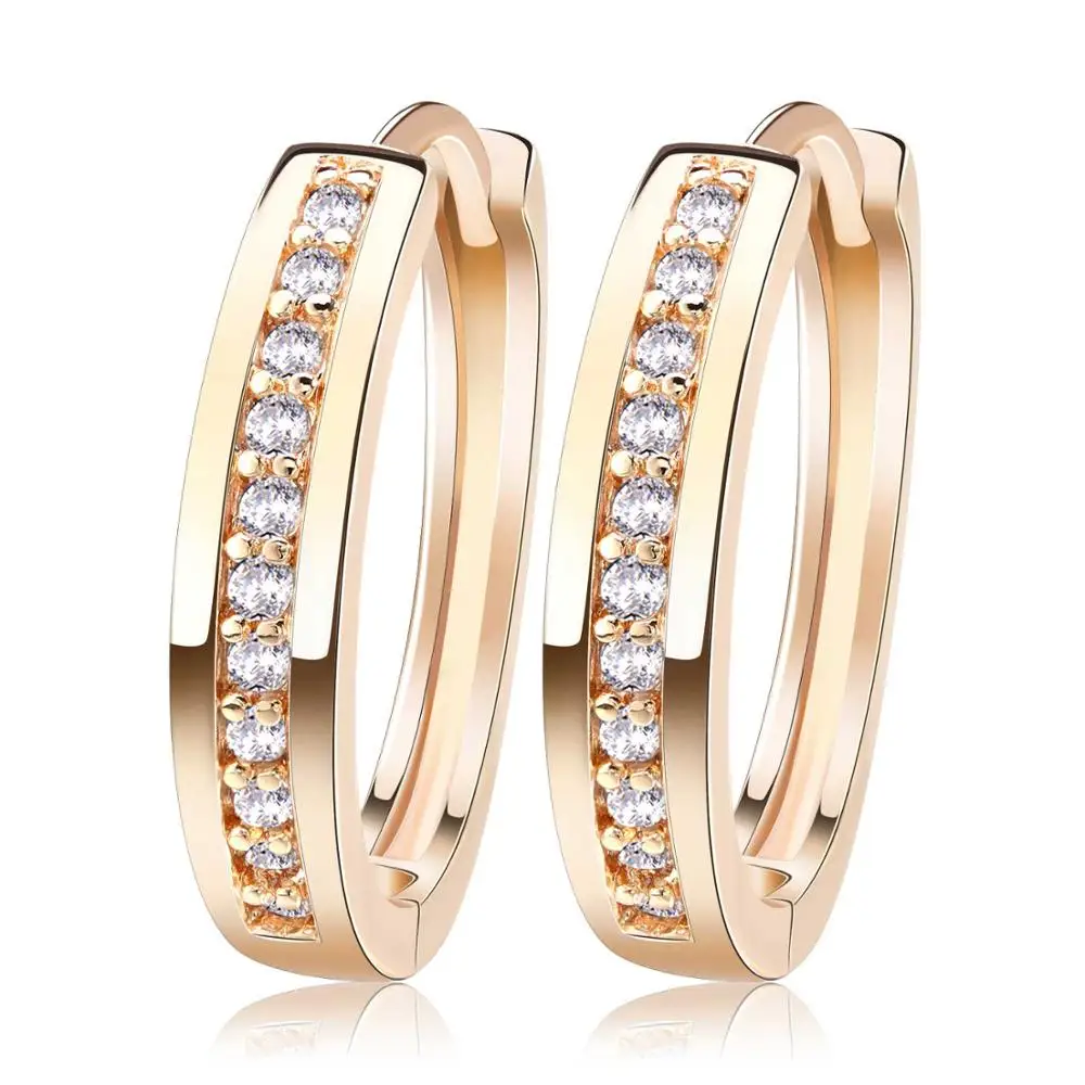 ORSA JEWELS новые модные серьги шампанского золотого и серебряного цвета, цирконий простой элемент, женские серьги круглые для женщин OME34 - Окраска металла: Gold Color