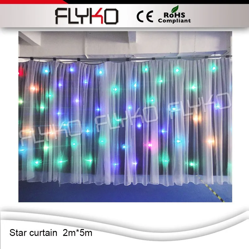 Пожаробезопасный светодиодный звездный занавес rgb 2*5 м FLYKO|led curtain rgb|led star curtainrgb led |