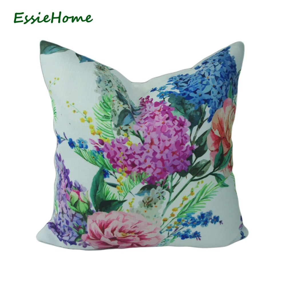 

ESSIE HOME High-End Linen Digital Print Floral Pattern Hydrangea Tropical Floral Cushion Cover Pillow Case Throw Cover