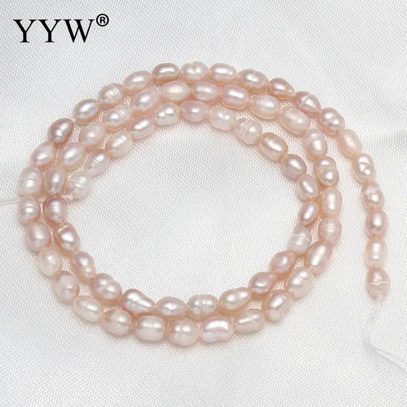 Бисер из натурального пресноводного жемчуга класса А 4-5 мм розовый рисовый