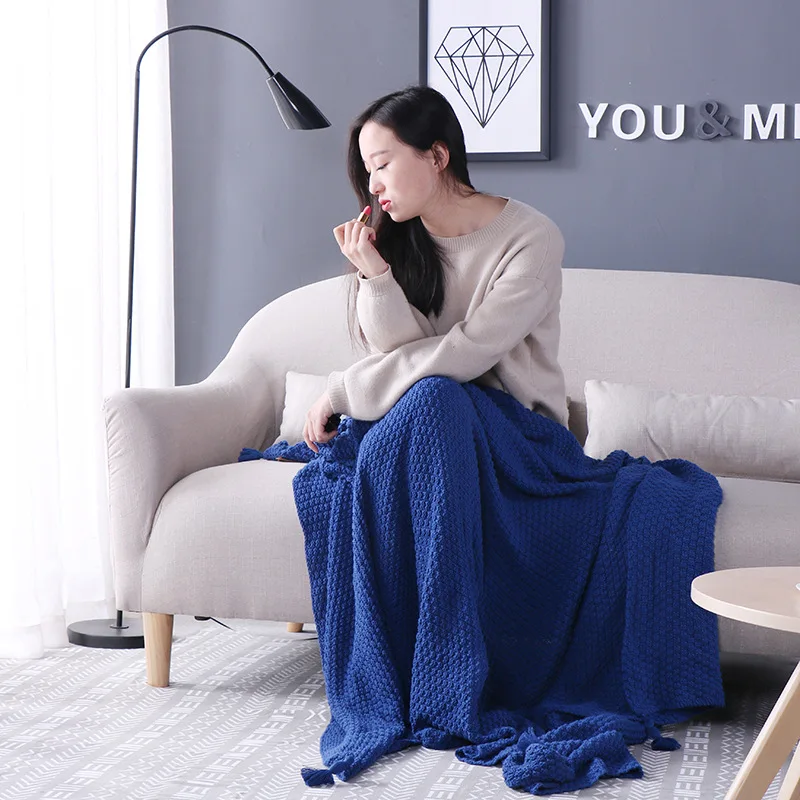 Домашнее офисное трикотажное одеяло на отдых сон детский спальный плед