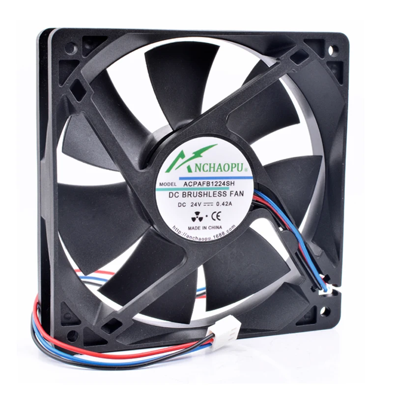 Инвертирующий Вентилятор охлаждения ANCHAOPU AFB1224SH, 12 см, 12025, 120x120x25 мм, 24 В, 0,3 а, 3 линии