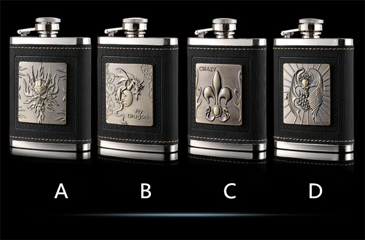 Mini 4oz Portable Stainless Steel Whisky Hip Flask Set Metal Funnel Alcohol matara Classic Avatar Design Best Man Gift Package