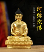 high grade gold gilding buddha brass statue home family effective protection tibetan nepal amitabha amitayus buddha 21cm