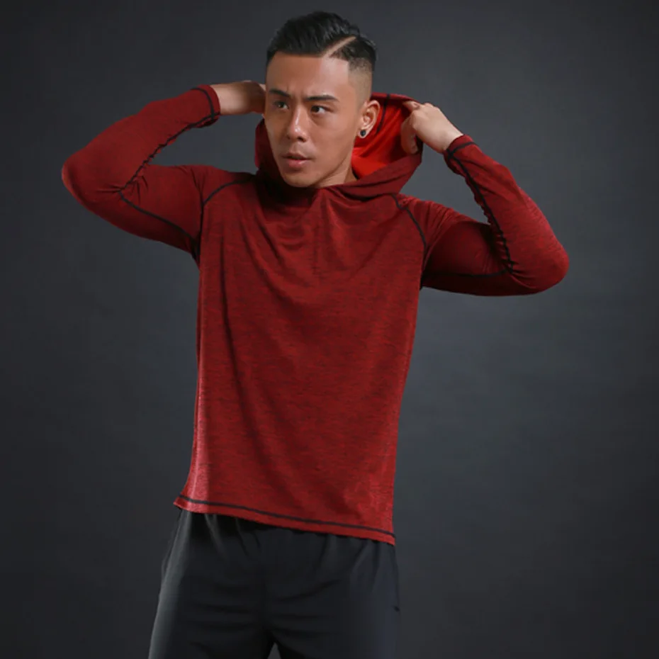 L1084 Мужская толстовка для занятий бегом рубашки фитнеса быстросохнущая Джерси