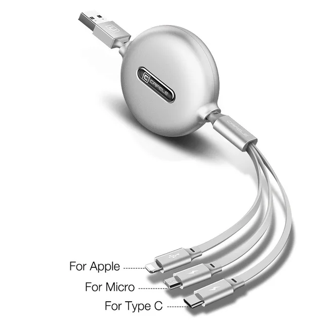 Брендовый 3 в 1 Выдвижной Micro USB Type C зарядный кабель для iPhone X XS Max синхронизации