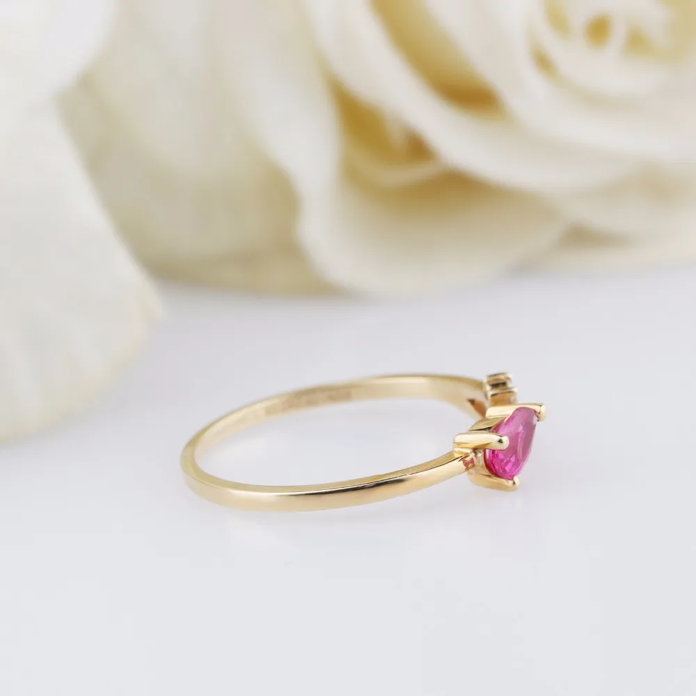 LASAMERO перламутровая огранка 0.3CT натуральный рубин в форме капли воды 18k розовое