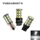 Автомобильная светодиодная лампа BA15S 1156 BA15D 1157 T20 7440 T25 7443 3156 27SMD 3157, поворотный сигнал, стоп-сигнал заднего хода, белый, светильник в