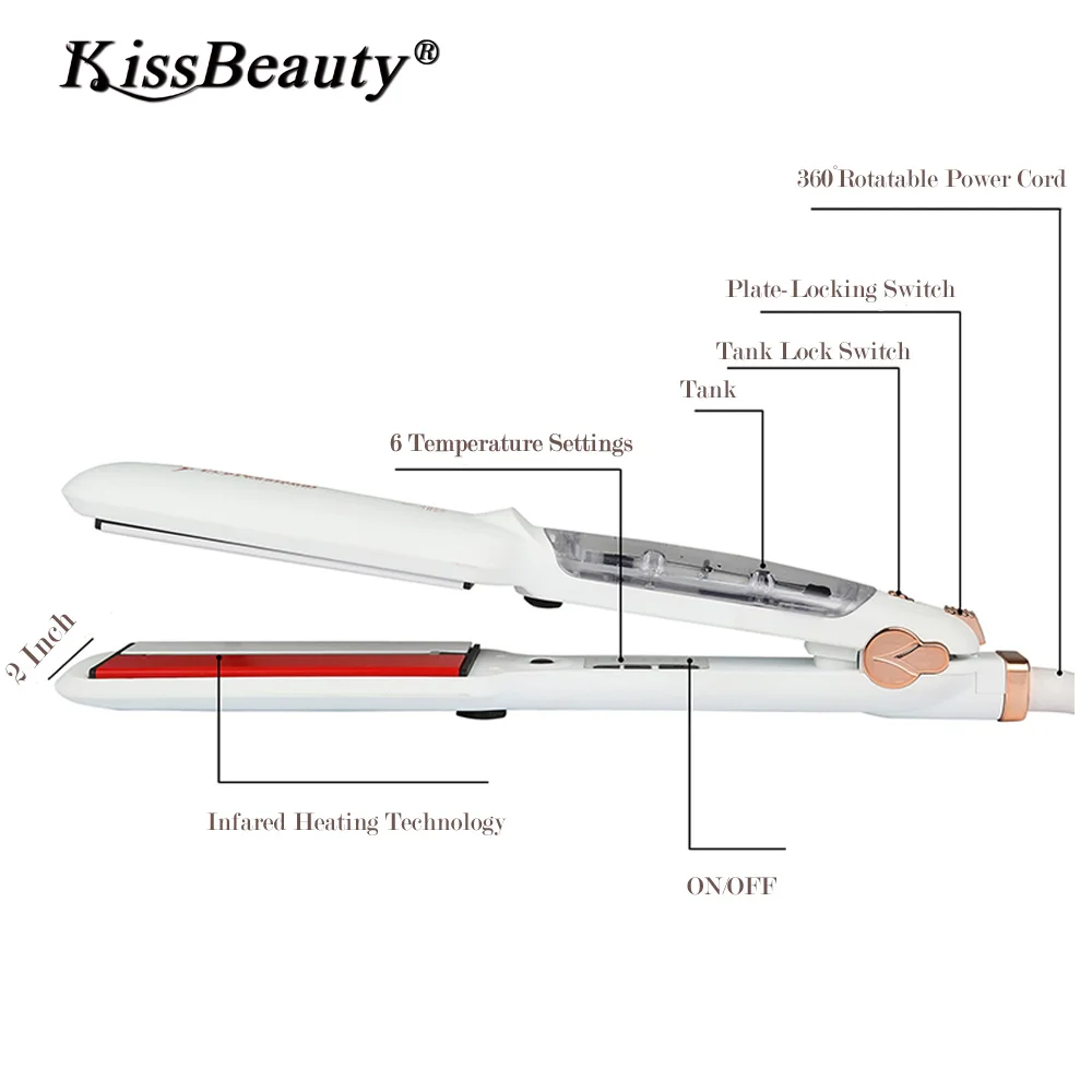 Kissbeauty дальним паровой утюг с MCH Профессиональный влажной/сухой турмалин Керамика