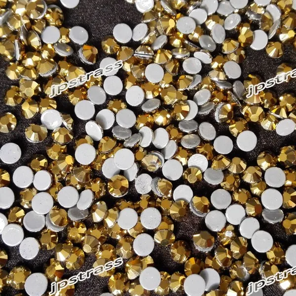 2018 высококачественные блестящие кристаллы горячей фиксации золотого цвета ss10