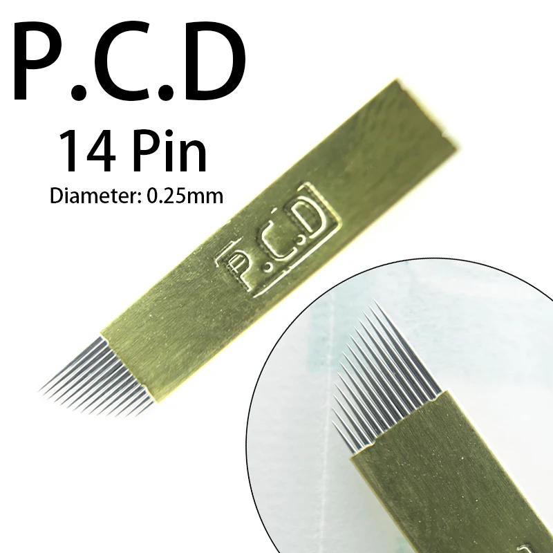 50 шт. Lamina Agulhas микроблейдинг tebori 14 pin твердая PCD игла клинок Перманентный макияж