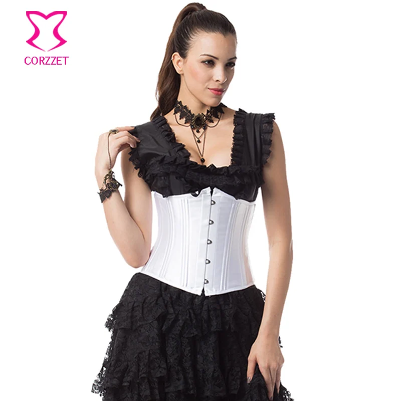 

6XL 24 Steel Boned Underbust Corset Gothic Clothing Plus Size Espartilhos E Corpetes Corsets And Bustiers White Korset For Women