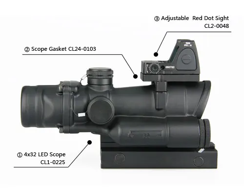 Тактический прицел ACOG 4x32 LED HD с подсветкой рефлекторным регулировкой мин Красный