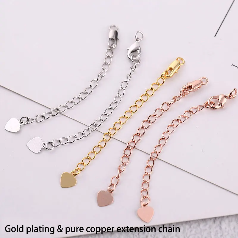 

12pcs/lot Gold Plated pure copper lobster clasp extension chain lobster buckle DIY for tassel small component pendant decoration
