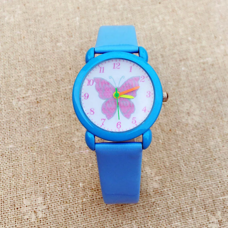 Модные милые детские часы в стиле бабочки кварцевые наручные для девочек