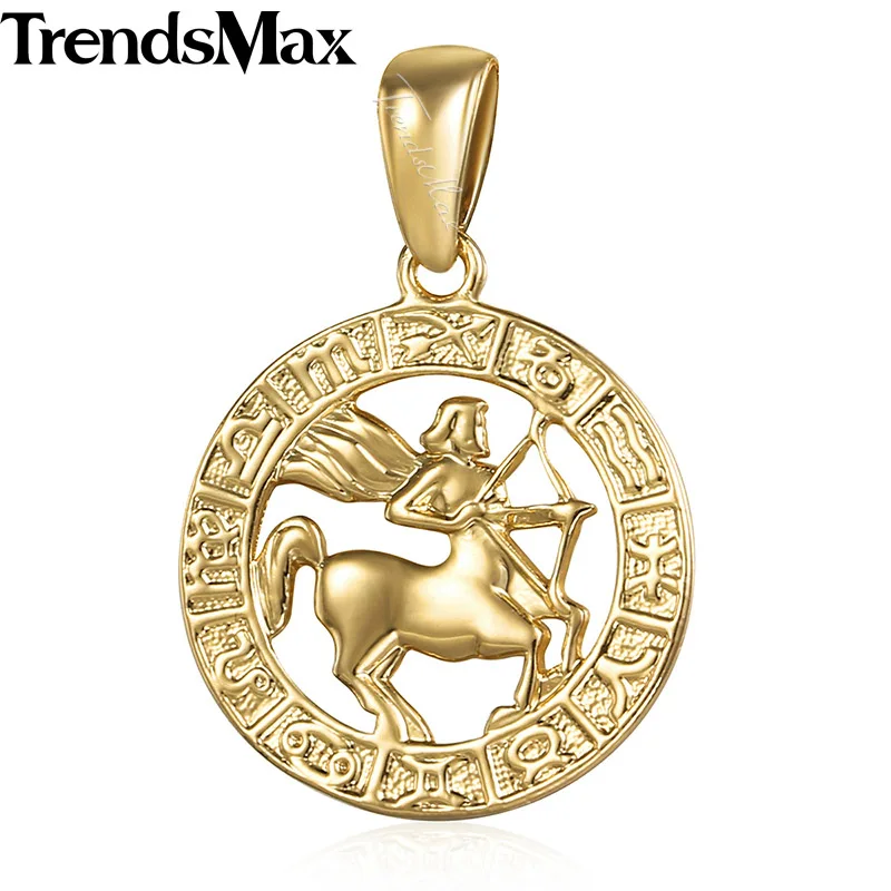 GP365 Sagittarius Trendsmax 12 Знак зодиака Созвездия подвески ожерелья для женщин и мужчин 585 розовое золото мужские ювелирные изделия Модные подарки на день рождения GPM16 - Окраска металла: GP365 Sagittarius