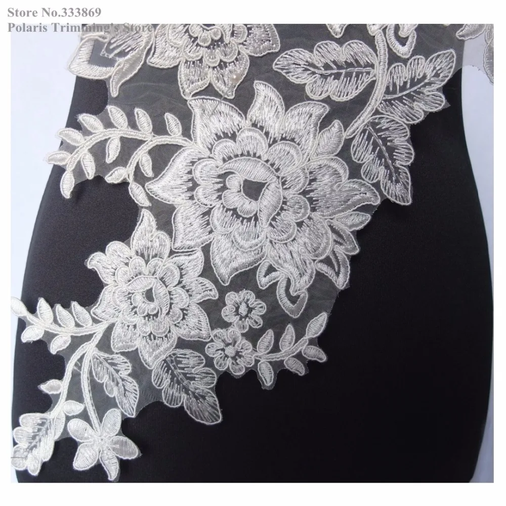 Newest Cream/Ivory/Offwhite Flower Embroidery Lace Appliques Collar Dance Dress Costume DECOR Wedding Bridal Accessories PBNC86M | Дом и сад