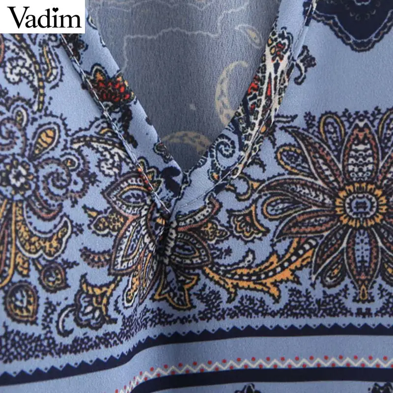 Вадим женские ретро Цветочные Пейсли печати платье миди с v образным вырезом