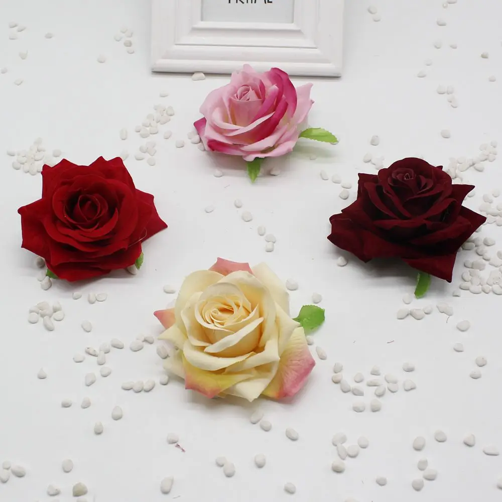 9 см искусственные цветы имитация цветов фланелевые розы свадебные наборы