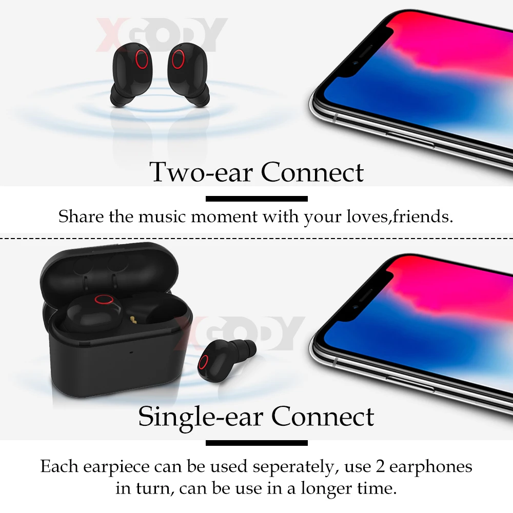 XGODY T13 TWS 5 0 беспроводные bluetooth наушники гарнитура Мини Портативный двойной