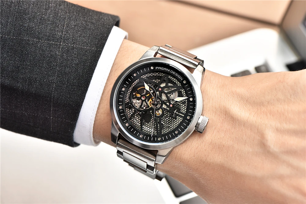 Мужские часы PAGANI Дизайн новые модные часы из нержавеющей стали мужские водонепроницаемые полые автоматические механические наручные часы zegarek meski