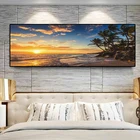 Sunsets натуральный морской пляж, Кокосовая пальма, панорама, пейзаж, холст, живопись, постеры и принты, настенное художественное изображение для гостиной