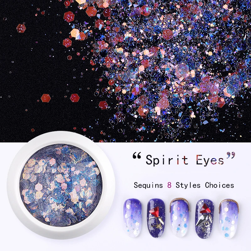 Лазерные хлопья &quotSpirit eyes&quot Блестящие Блестки для ногтей голографический