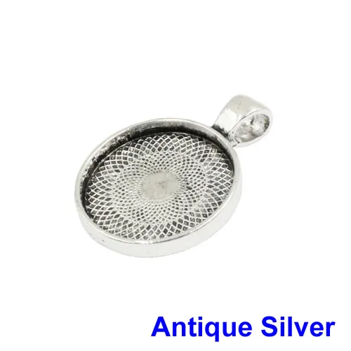 Подходит для 16 мм круглая античная серебряная/бронзовая Серебряная