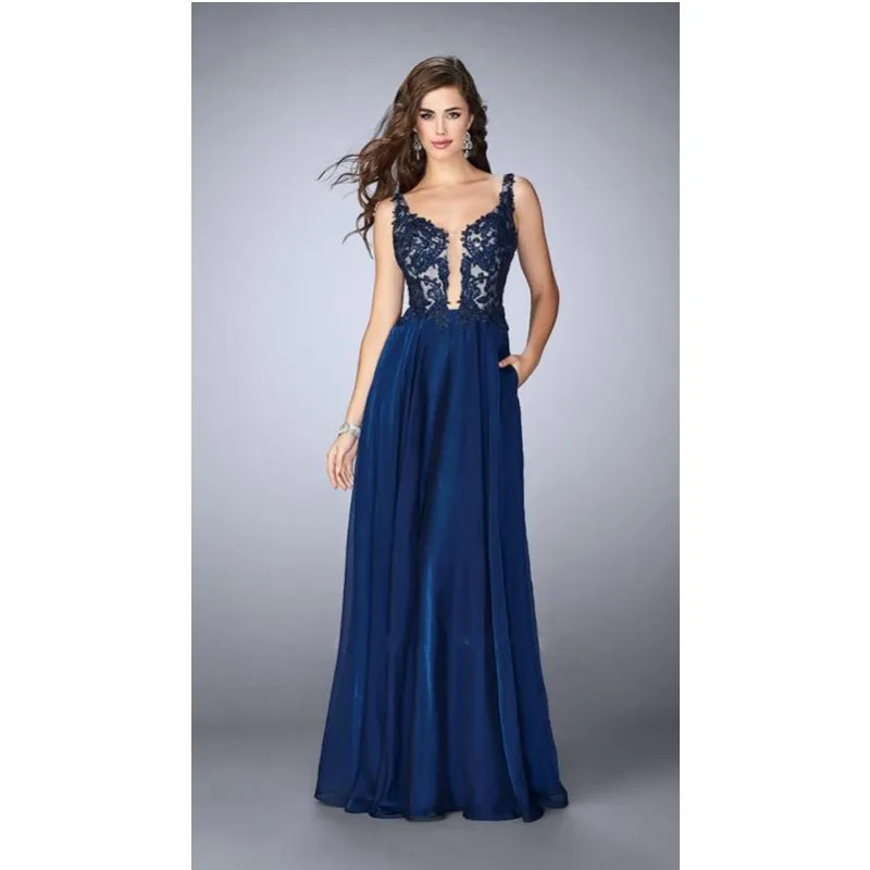 2017 Вечернее Платье На Заказ Вечерние Платья Длинные V Шеи Аппликация Элегантный