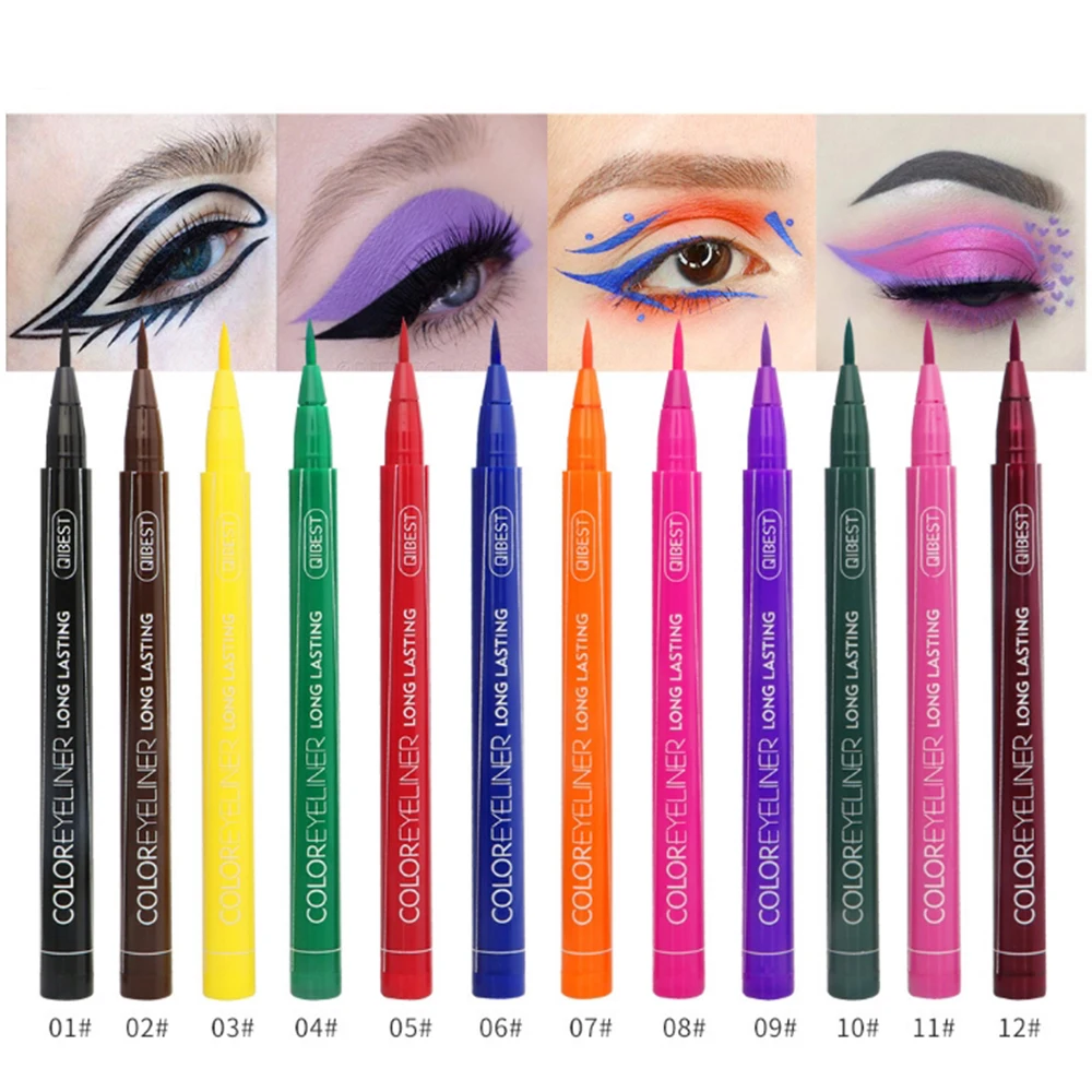 12 цветная подводка для глаз жидкая Водонепроницаемая легкая в носке матовая