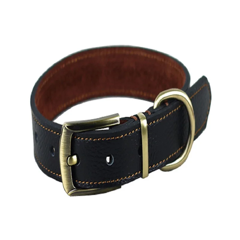 2017 Регулируемый ошейник из натуральной кожи для домашних животных с пряжкой