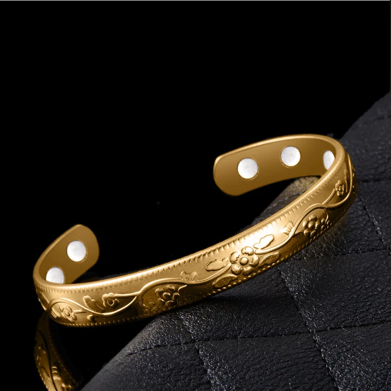 

HOMOD Gold pattern Magnetic Copper Bangle Bracelet Healing Bio Therapy Arthritis Pain Relief Jewelry