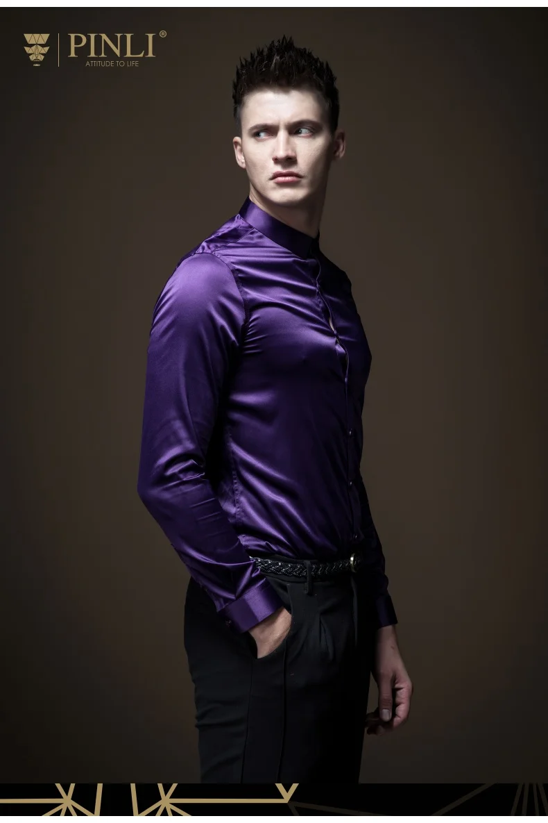Полный Camisa Social реальные Blusas Pinli Pin Новинка осени Для мужчин рубашка Однотонная одежда самостоятельного ремонта воротник Длинные рукава B183113503