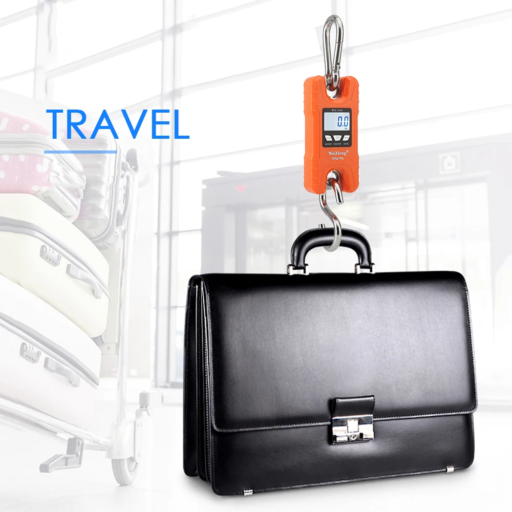 500kg/1102lb Portable Mini Industrial Crane Scale Digital LCD Electronic Scales Heavy Duty Hanging kitchen Weight Hook Scales