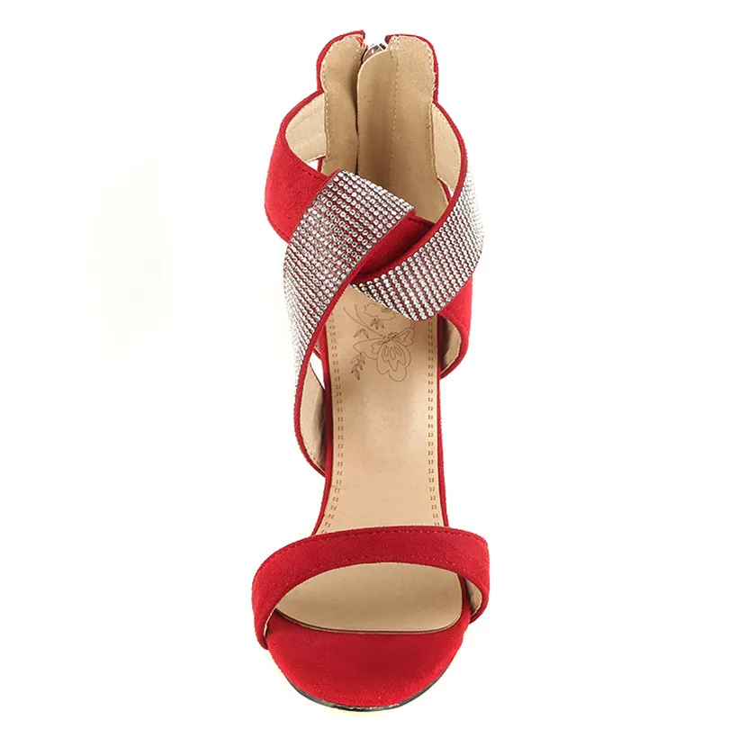 Сандалии женские на шпильке 10 см повседневные босоножки из флока с открытым