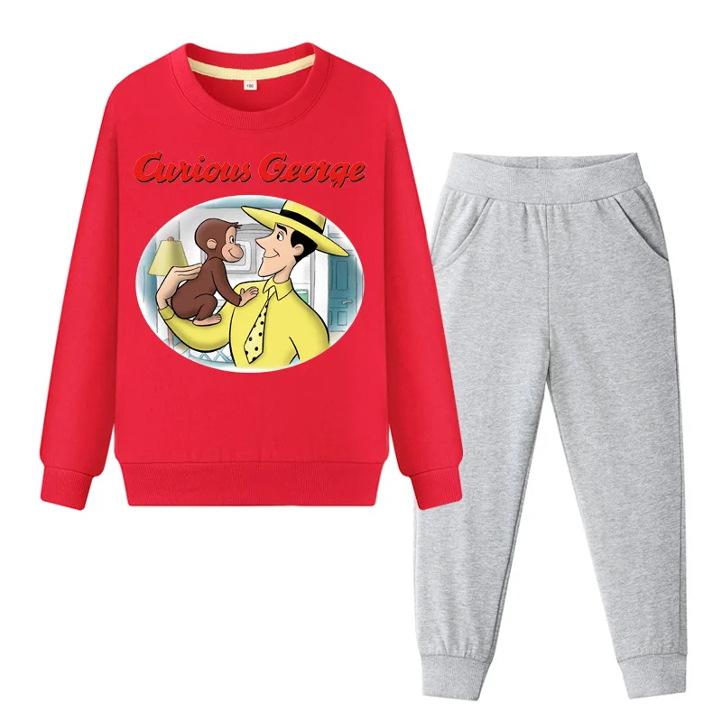 Детский спортивный костюм из 100% хлопка комплект одежды с принтом Любопытный