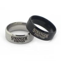 k263 2019 hot tv show stranger things ring fashion ring jewelry black color mens ring mans gifts new style gifts
