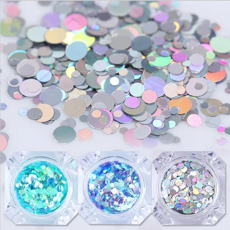 1 коробка разноцветных круглых блесток для ногтей флаконы Русалка