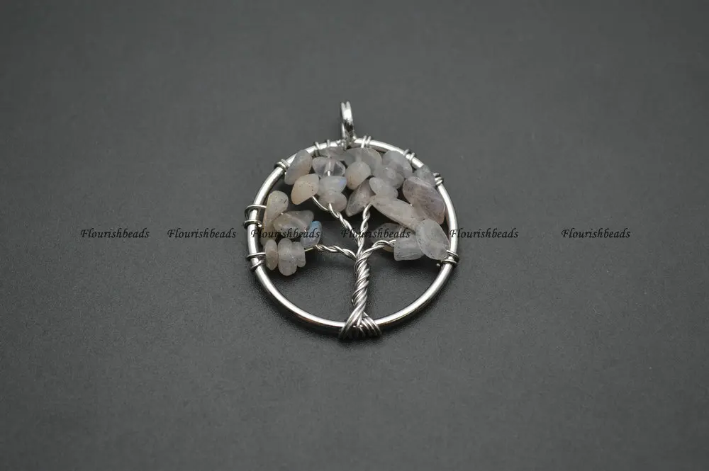 30mm Smaller Size Wire wrapped natural stone chips Life Tree pendants fit Fashion necklace or earrings making 10pc per lot |