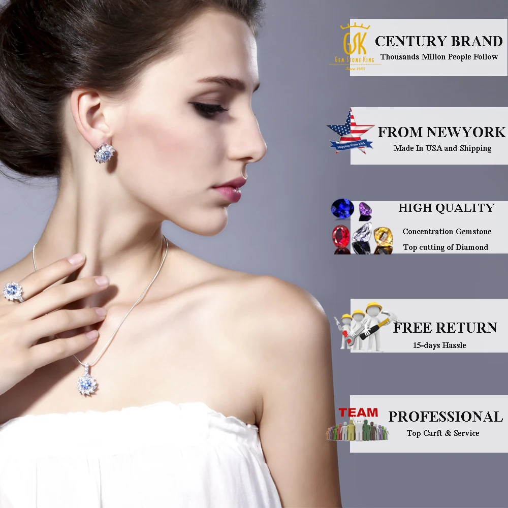 Драгоценного камня King 2.16 КТ овальной Фиолетовый аметист белый топаз 925