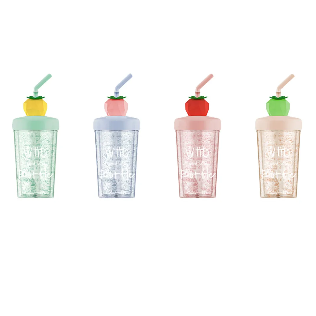 Летняя фруктовая ледяная чашка с принтом портативная соломенная бутылка для