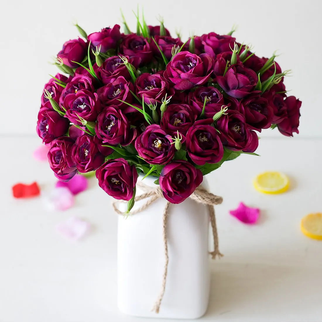 Искусственные шелковые цветы маленький букет Флорес Камелия Пион тычинки для