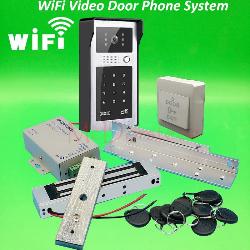 WI FI видео телефон двери RFID и код клавиатуры Дверные звонки 180 кг 300lbs Электрический