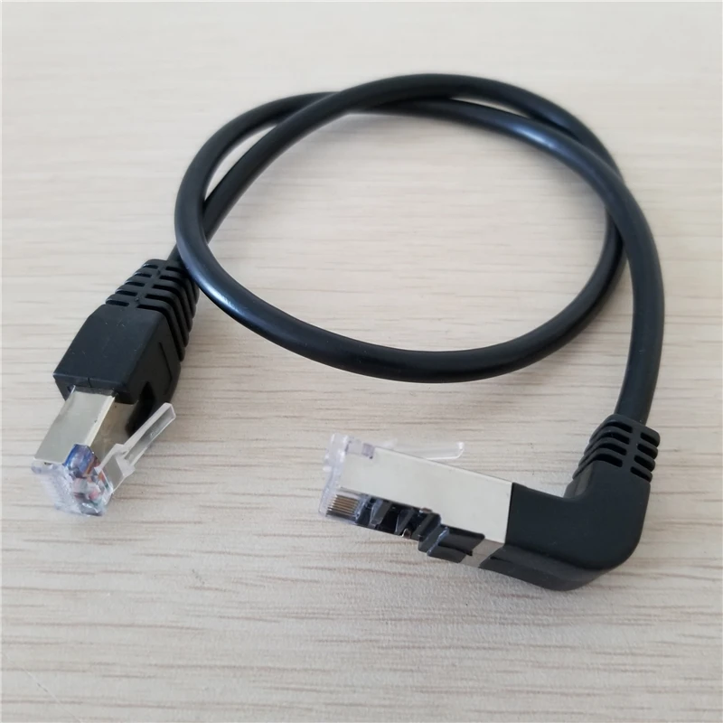 10 шт./лот 90 градусов угол RJ45 CAT5e штекер M/M удлинитель сетевой Ethernet Кабель 50