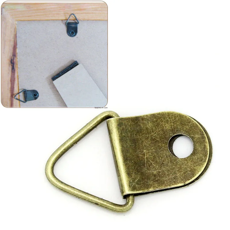 

200PCs Antique Bronze Triangular D-Ring Hanging Oil Painting Mirror Picture Frame Hanger Art Work Photo Wall Hooks