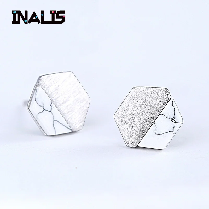 INALIS Новые простые корейские креативные геометрические серьги гвоздики с