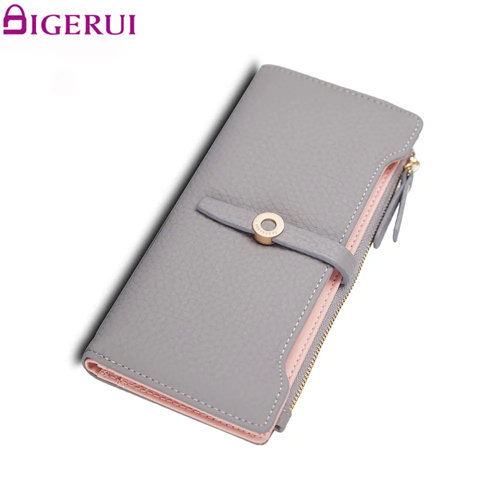 Женский Длинный кошелек DIGERUI кожаный с застежкой для монет и карт A1489|coin card holder|purse
