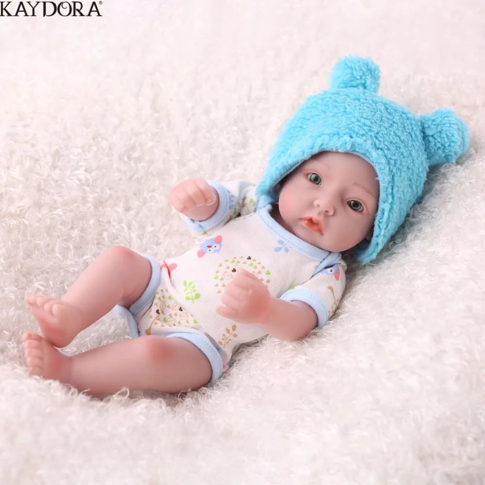 KAYDORA Reborn Baby Doll Mini 10 дюймов синий мальчик полный винил силиконовый милый Близнецы