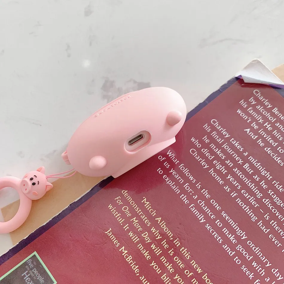 Чехол для наушников s для AirPods чехол 3D милый кот поросенок мультфильм для Apple Air Pods Защитная крышка для Earpods чехол для наушников кольцевой ремешок