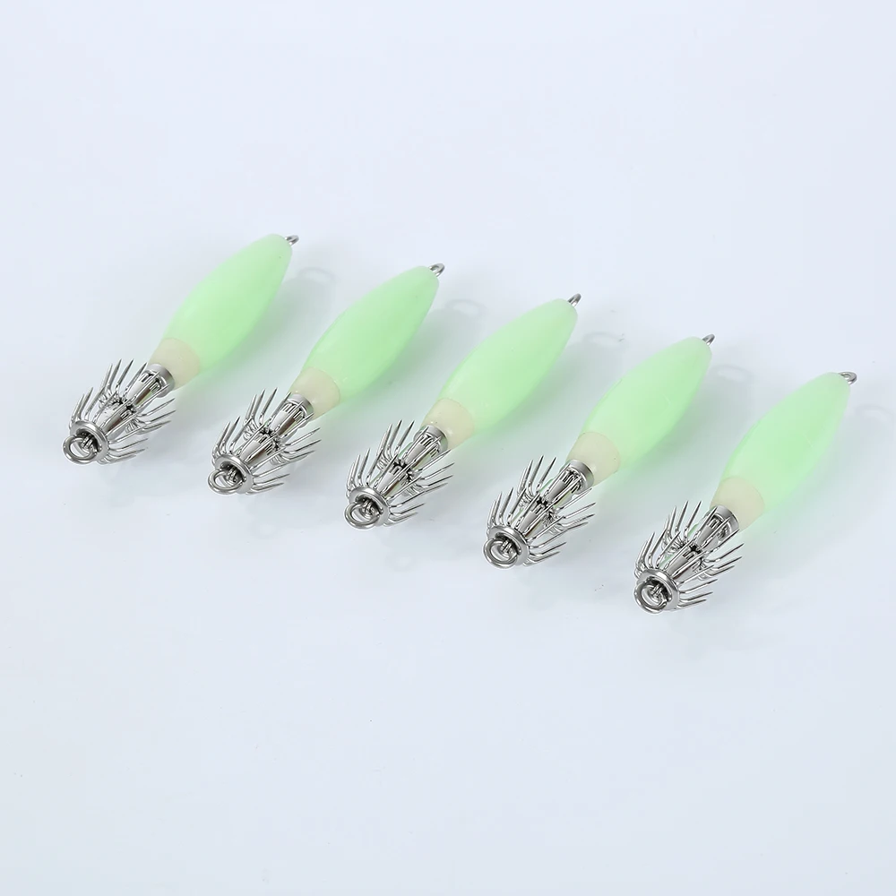 5 шт./лот Люминесцентная рыболовная приманка с крючком для кальмара зонтичная
